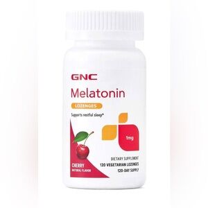 🌸NEW GNC Melatonin 1mg - Cherry, 120 Lozenges, Supports Restful Sleep.